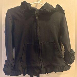 Sew Sassy Black Ruffle Zip Up Hoodie Jacket Size 18 Months